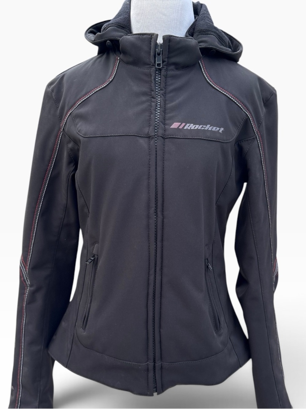 Joe Rocket Women's Black Hooded Leather-Style Riding Jacket